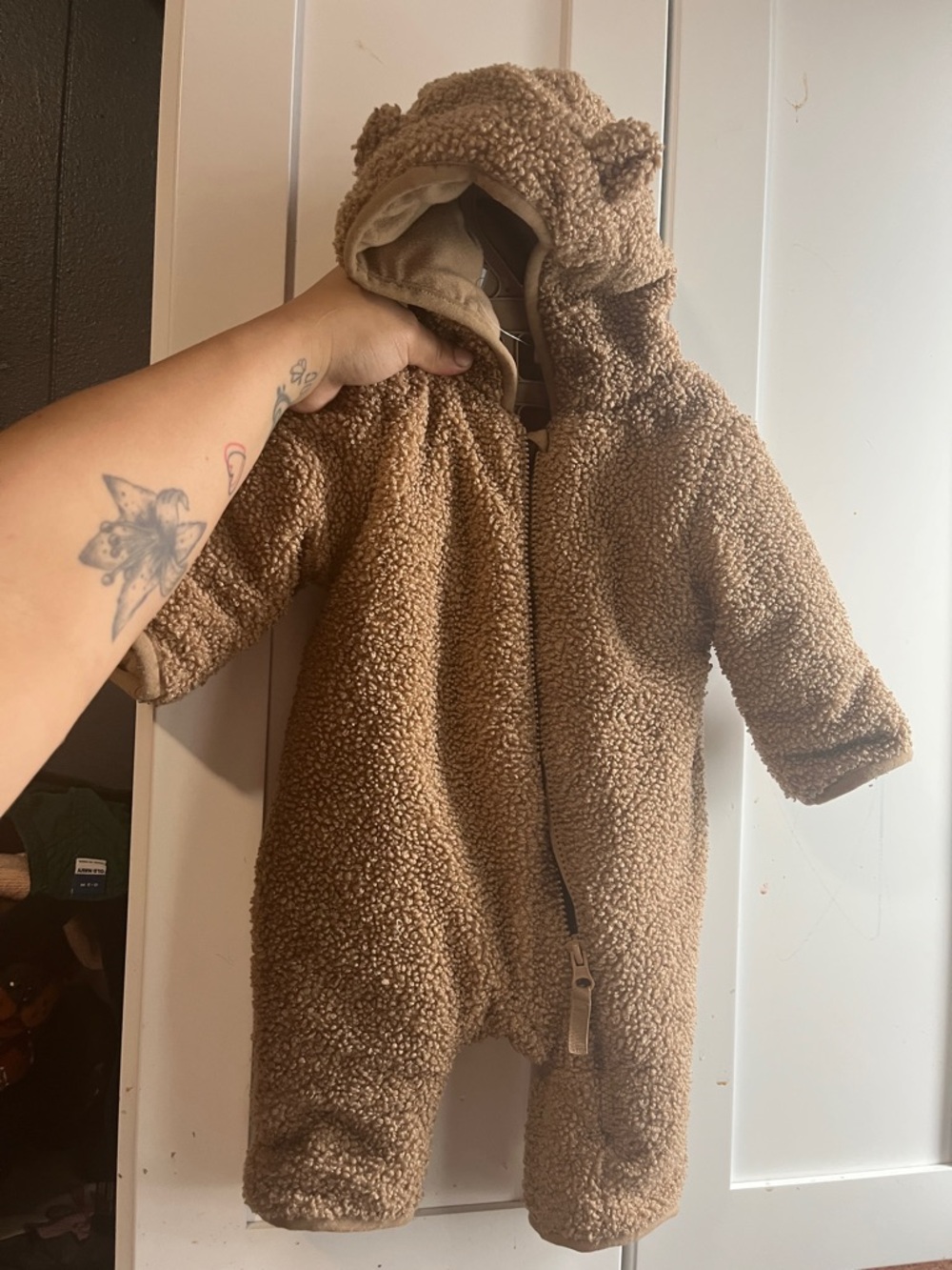 wonder nation Teddy Sherpa Hooded Baby Snowsuit - Brown